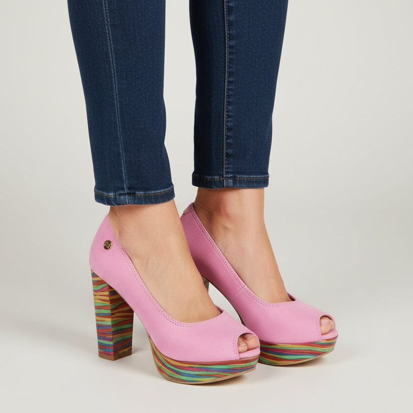 Bebe - Bubble gum pink platform peep toe