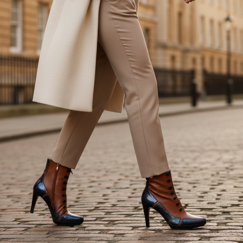 St Lucia  Brandy blue gold Button boot